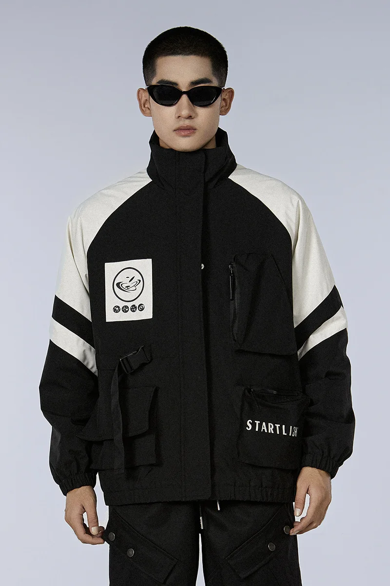 Toloer Autumn And Winter Millard Color Men And Women Korean Version Thin Padded Clothes Digital Printing Multi-Pocket Work Wind Autumn And Winter Coat Charge Man-Outfit Ideas