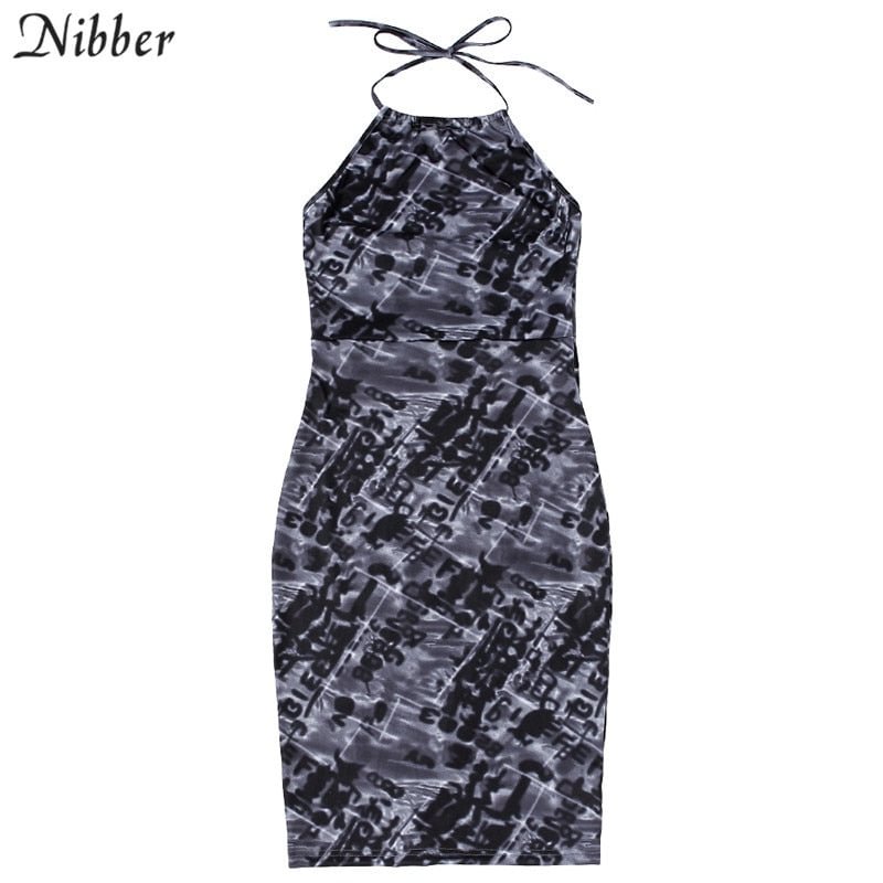 Nibber black Tube top bodycon midi dresses for women summer sexy club party night wear long High waist Graphic print dress mujer