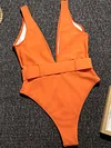 Belt Buckle Plain One Piece Swimsuit