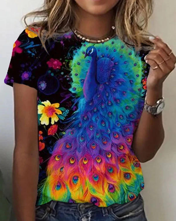 Women's Peacock Floral Tee