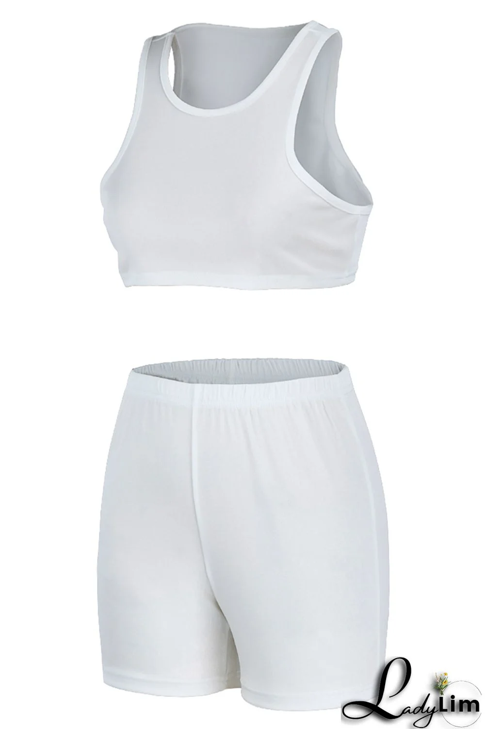 Orange Fashion Casual Sportswear Solid Basic O Neck Sleeveless Two Pieces