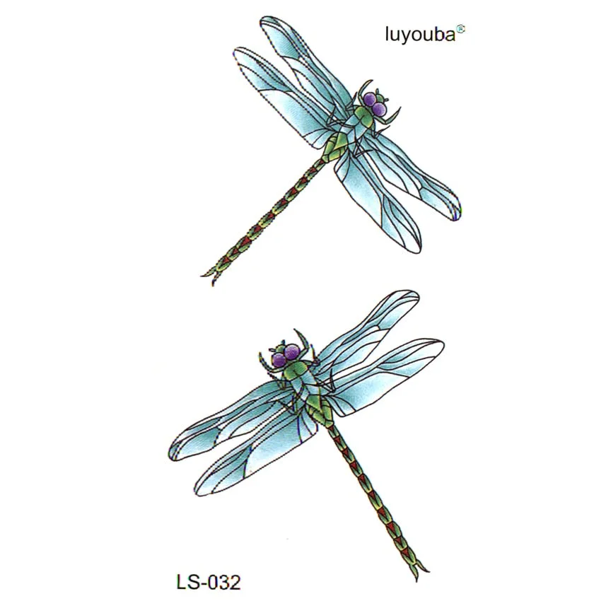 Blue dragonfly waterproof temporary tattoos men harajuku flash tattoo sticker tatoo sleeves fake tatto faux tatouage espada