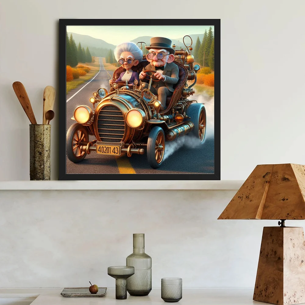 Diamond Painting - Full Round Drill - Grandpa Grandma On A Trip(Canvas|40*40cm)