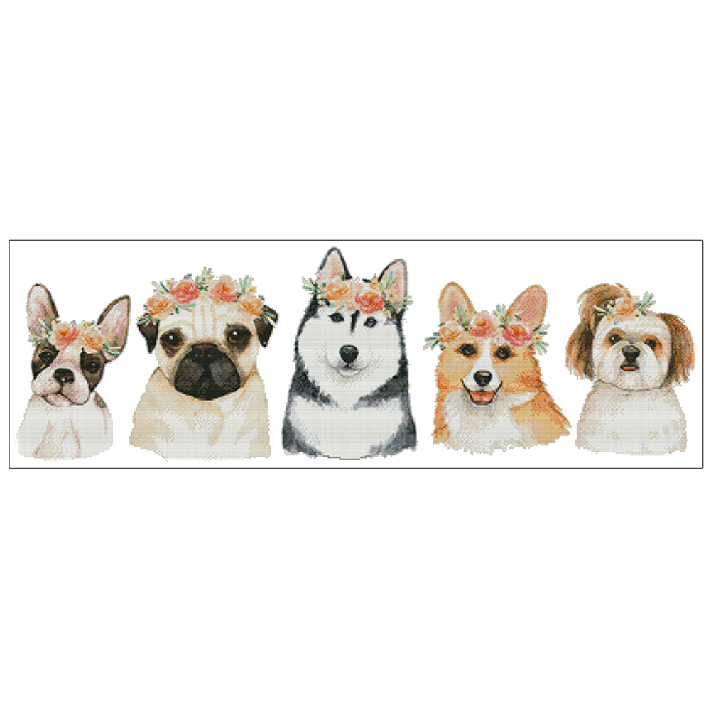 

Dog DIY - 14CT Stamped Cross Stitch - 86*33CM, 501 Original
