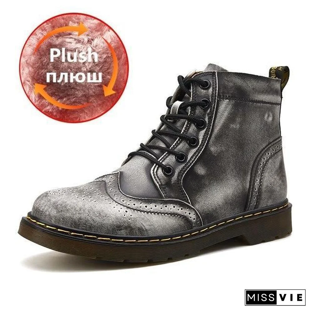 Leather Men Boots Winter Waterproof Ankle Boots Riding Boots Outdoor Working Snow Boots Men Shoes