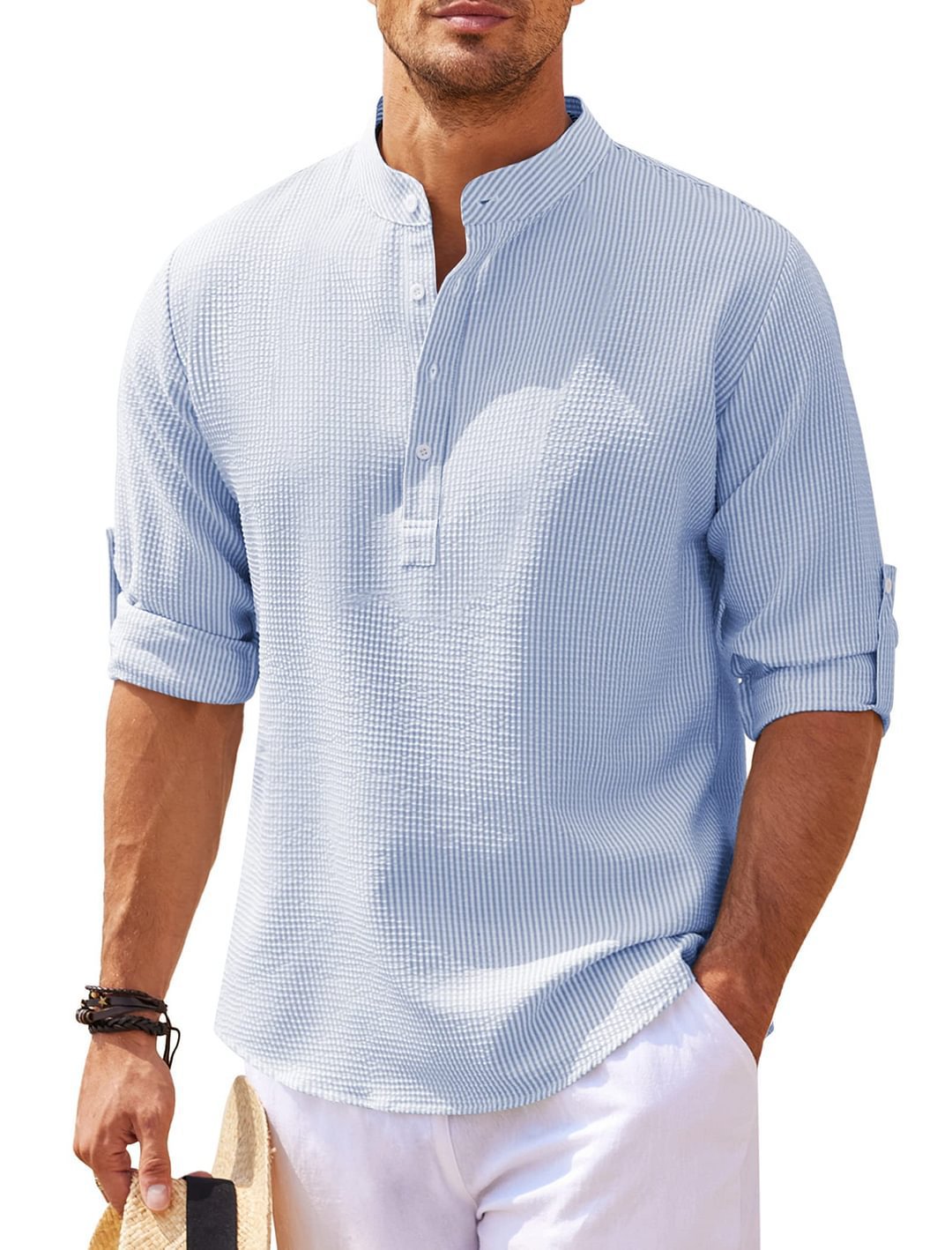 Mature Men Summer Pineapple Texture Shirt Casual Top