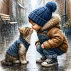 Cat and Boy-11CT Stamped Cross Stitch 40x40cm tapestrymarket