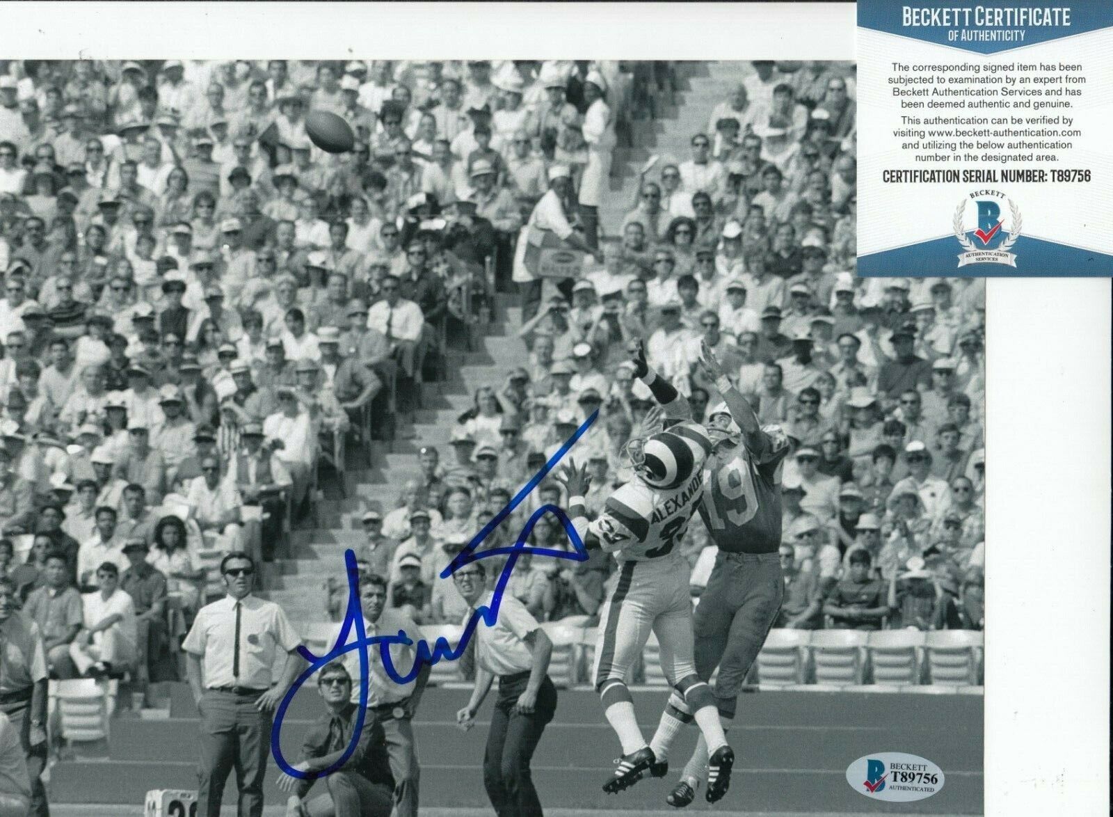 LANCE ALWORTH signed (SAN DIEGO CHARGERS) Football 8X10 Photo Poster painting BECKETT BAS T89756