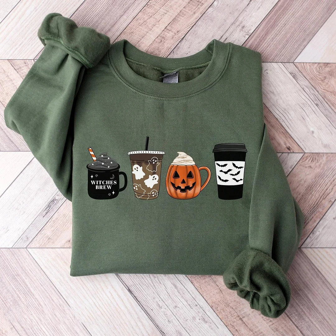 Halloween Sweatshirt Fall Coffee Sweatshirt