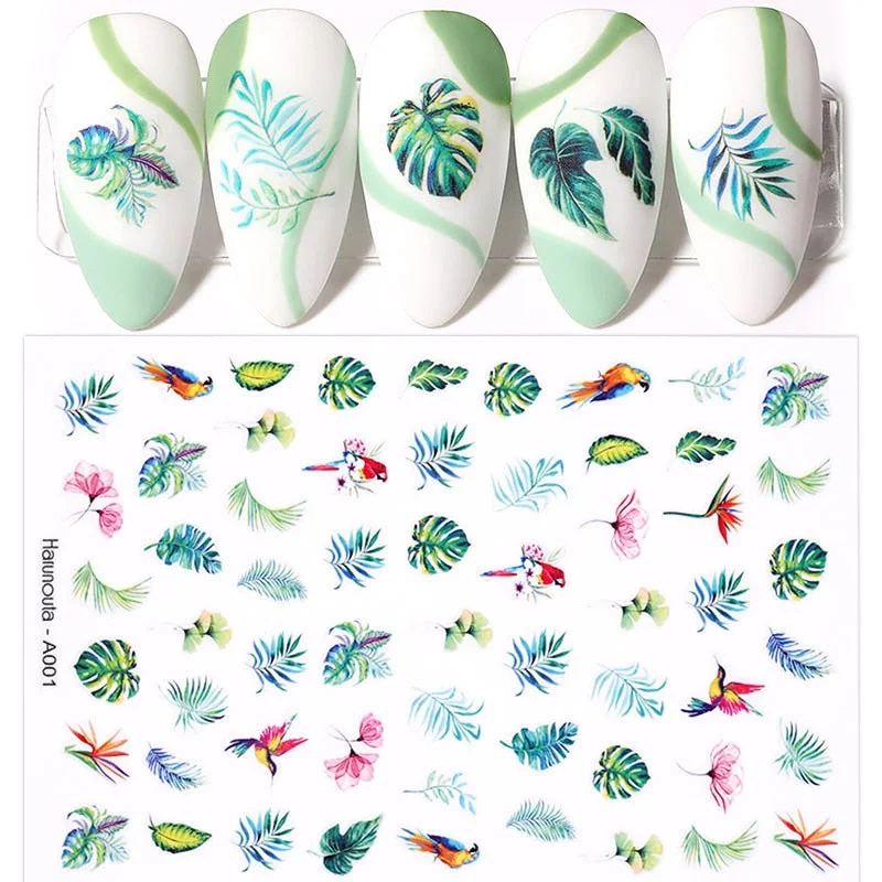 3D Iridescent Black White Design Fire Nail Stickers Sliders Manicures Accessories Decals DIY Nail Art Decorations Decor Tool