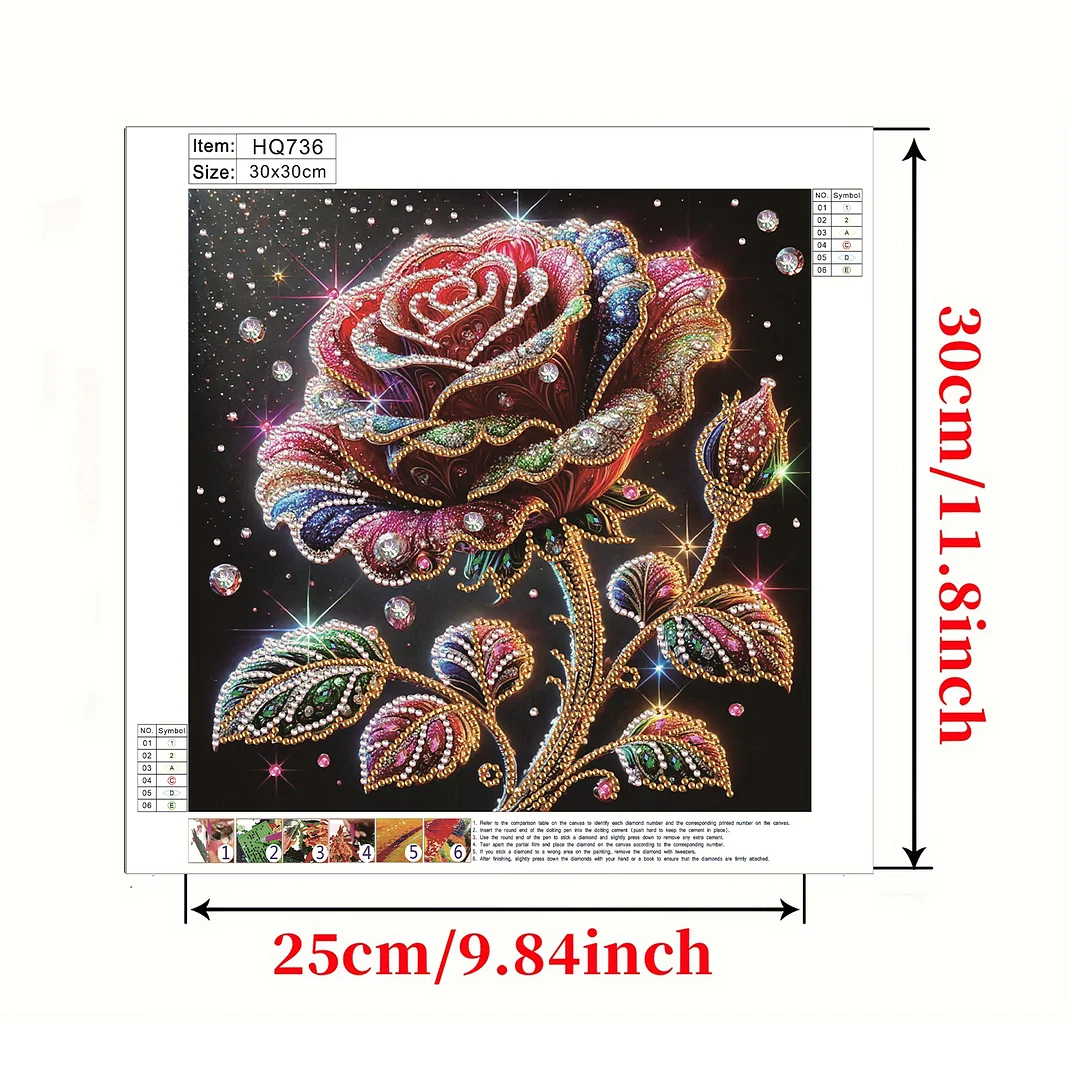 Rose - Partial Special Shaped Drill Diamond Painting Kits (Canvas|30*30cm)