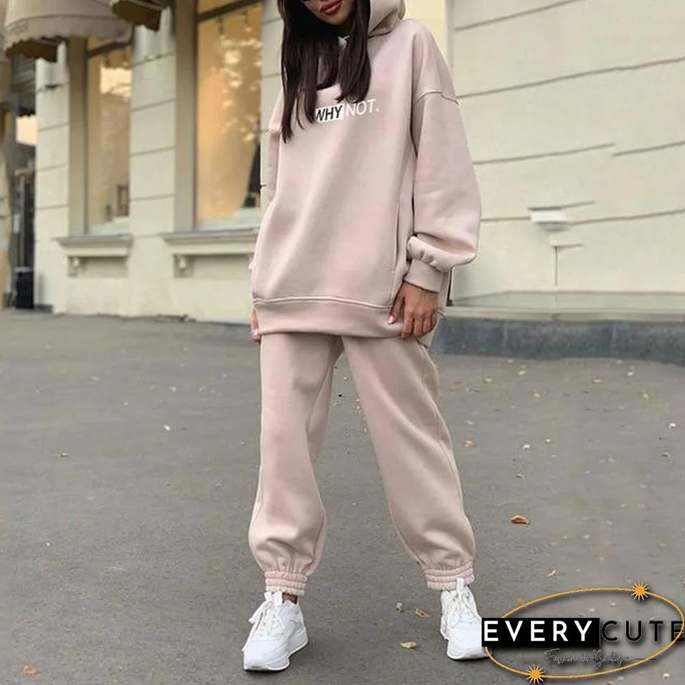 Two Piece Set Casual Fleece Tracksuit Women Winter Women's Sets Oversized Hooded Long Sleeve Hoodie Sport Pants Lady Suit