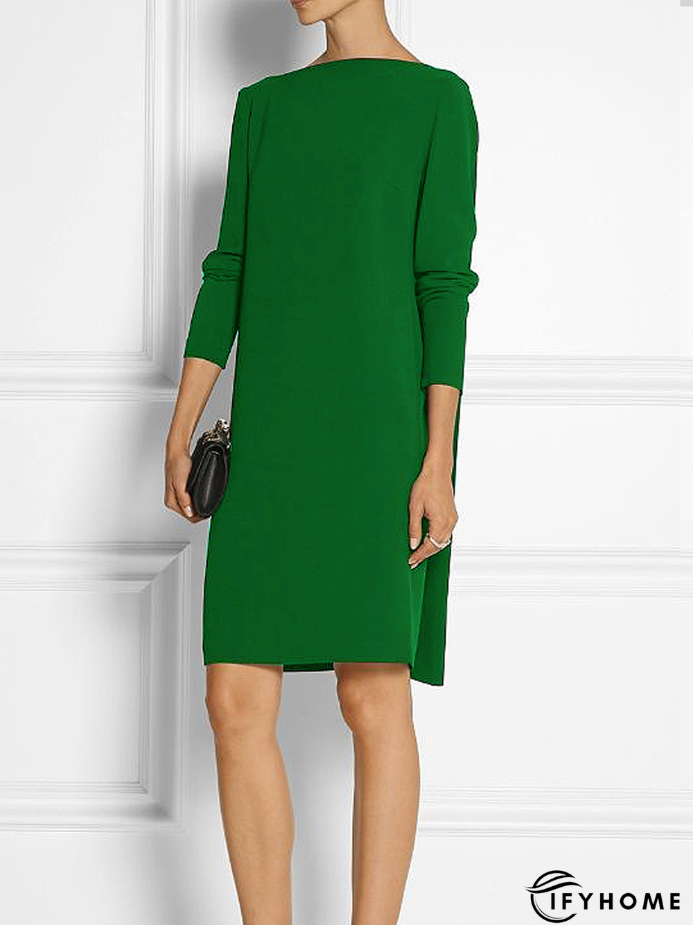 High Elasticity Loose Long sleeve H-Line Elegant Boat Neck Dress | IFYHOME
