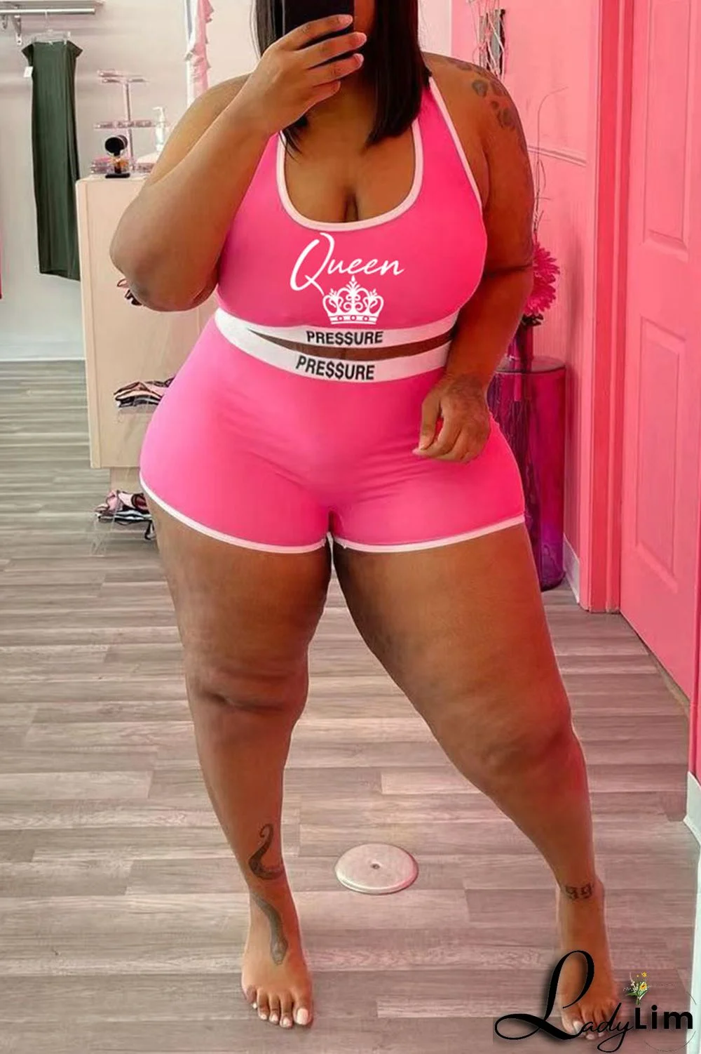 Red Casual Print Split Joint U Neck Sleeveless Two Pieces