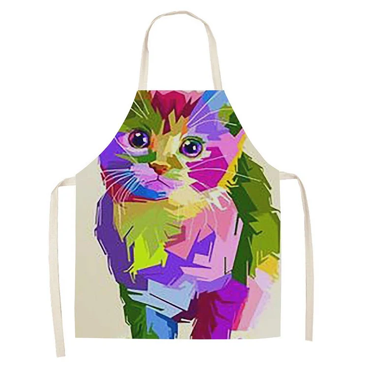 Waterproof Linen Kitchen Apron -cat