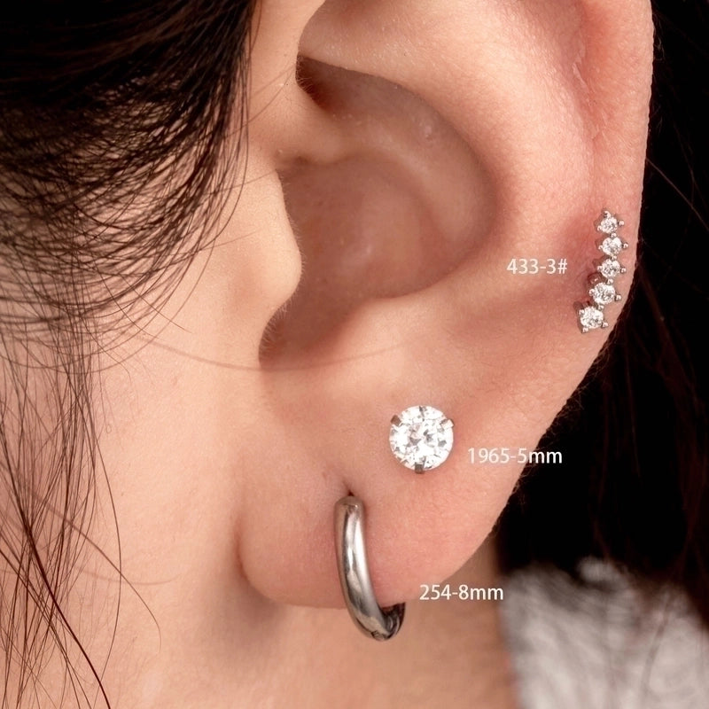 1 Piece Casual French Style Korean Style Round Inlay Copper Zircon Earrings Ear Studs