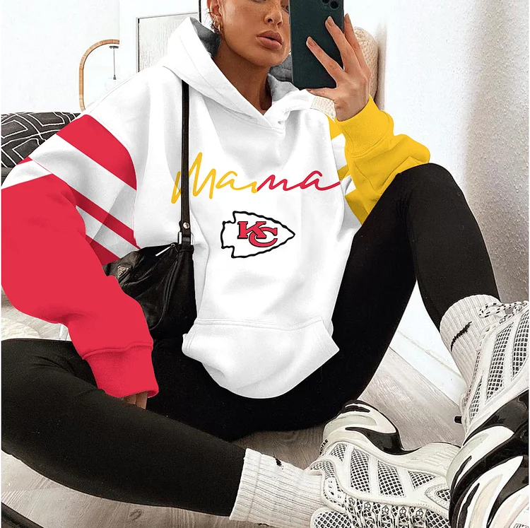 Kansas City Chiefs & Mama New Design Limidted  Printed Hooded Pocket Pullover Hoodie