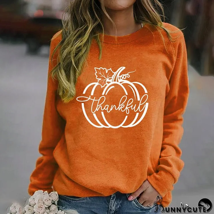 Orange Long Sleeve Round Neck Top