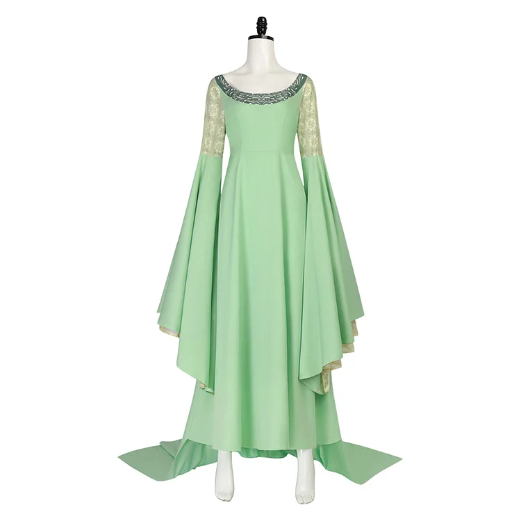 The Lord Of The Rings Arwen Undómiel Green Dress Crown Outfits Cosplay Costume