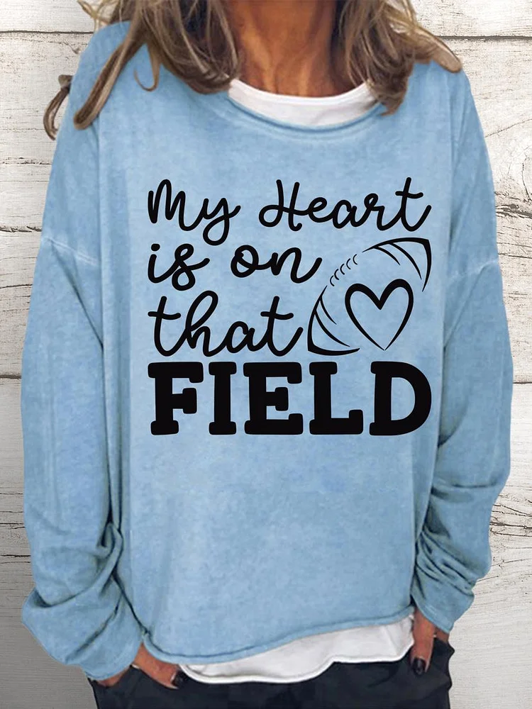 My heart is on that field Women Loose Sweatshirt-Annaletters