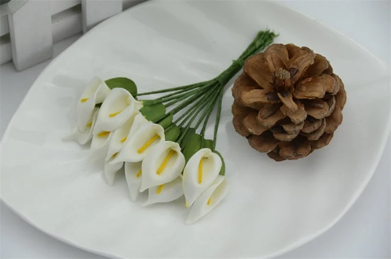 24pcs Real touch PE  Mini Calla lily artificial flowers Heads wedding decoration Multicolor Handmade DIY Scrapbooking