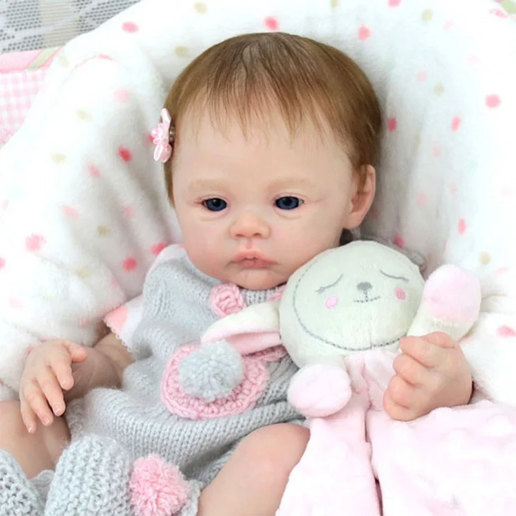 [Heartbeat💖 & Sound🔊] 17'' Lifelike Realistic Eyes Opend Girl Doll Named Inise Reborn Baby Doll with Brown Hair Rebornartdoll® RSAW-Rebornartdoll®