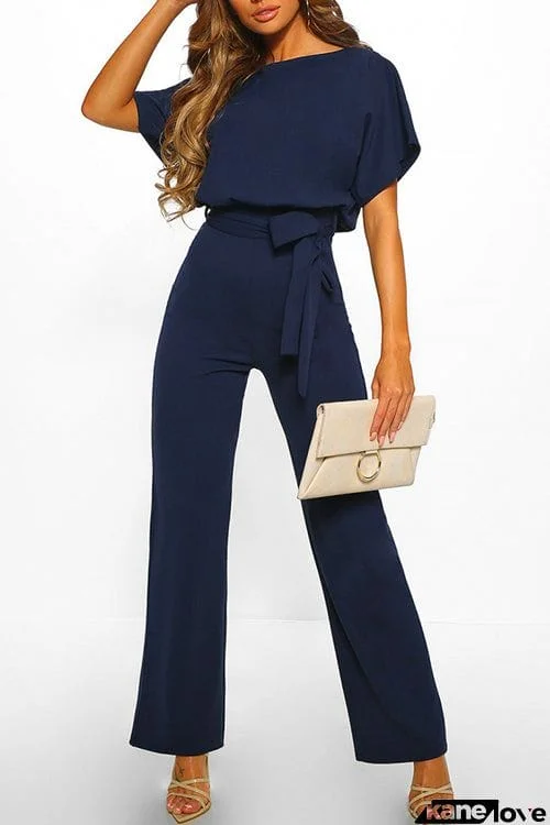 Bat Sleeve Knot Casual Jumpsuit