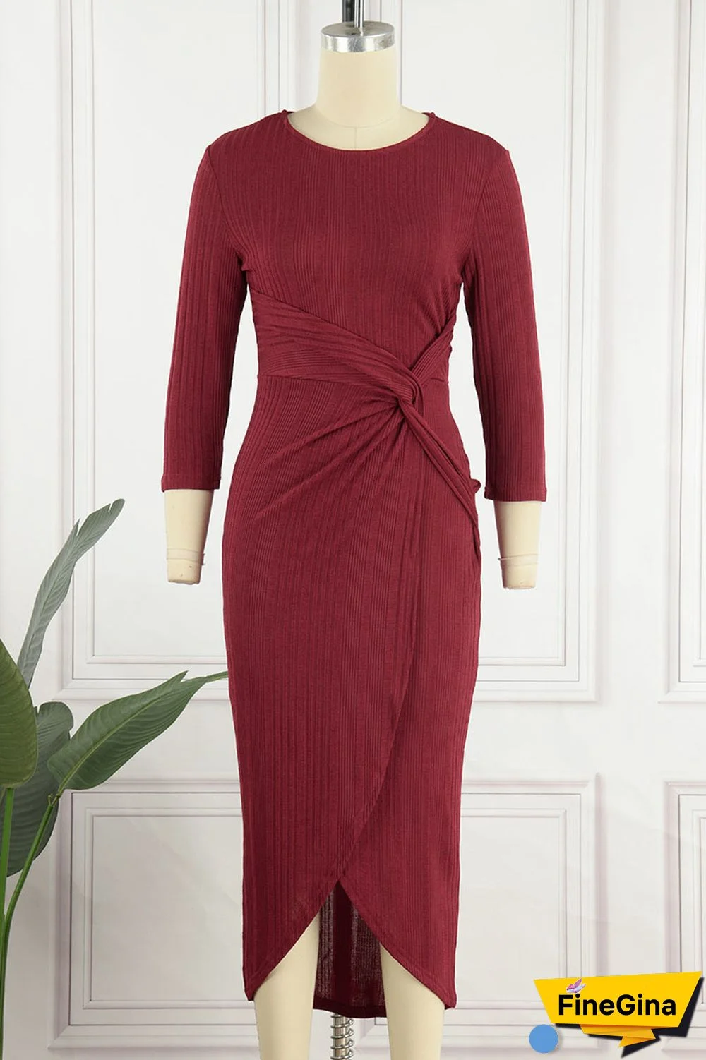 Grey Casual Solid Patchwork Asymmetrical O Neck Straight Dresses