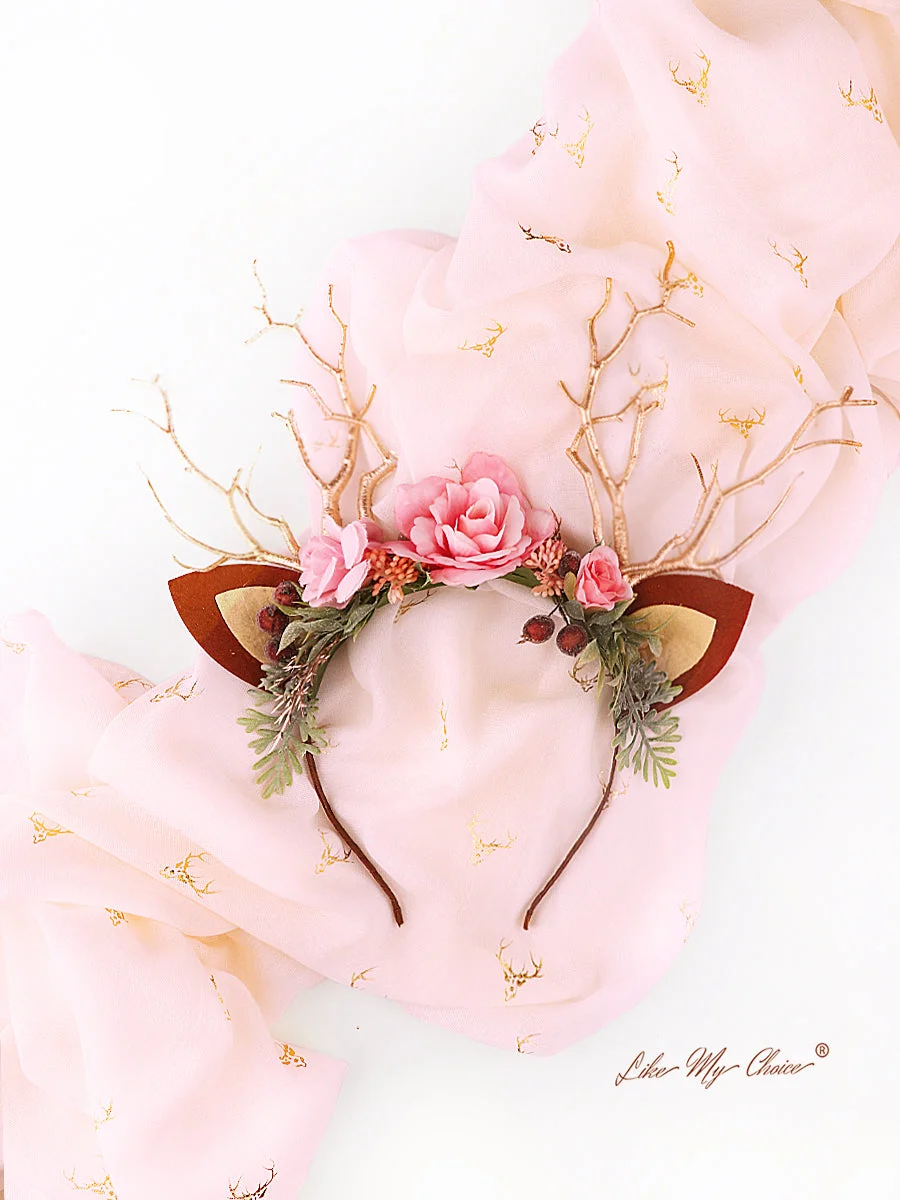 LikeMyChoice® Reindeer Headband-Christmas Pink Forest
