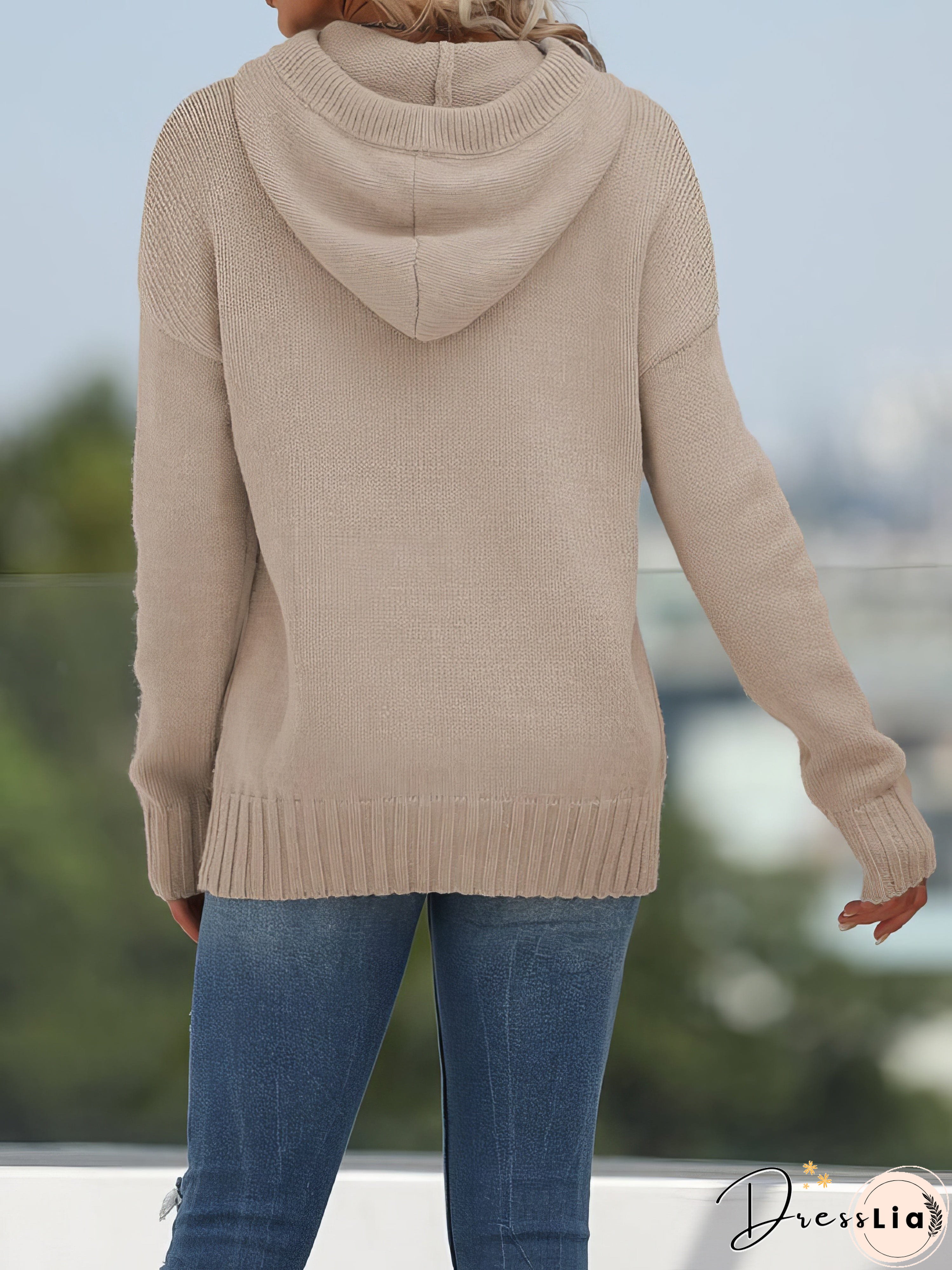 Oversized Knit Hoodie Sweater