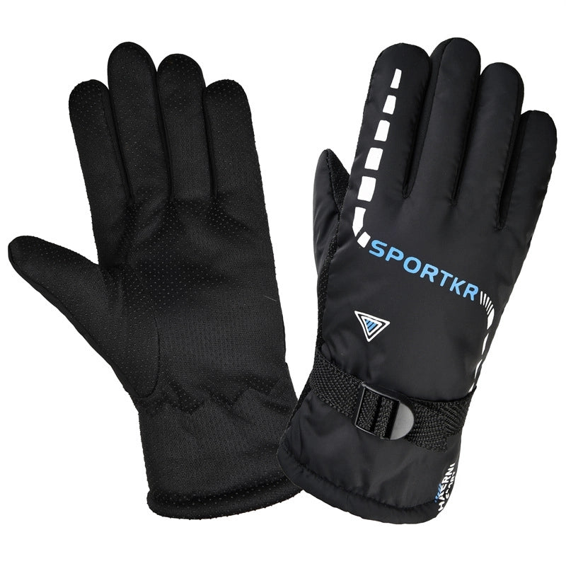Men’s Winter Warm Gloves Electric Motorcycle Riding Gloves Velvet Thickened Outdoor Sports Ski Gloves