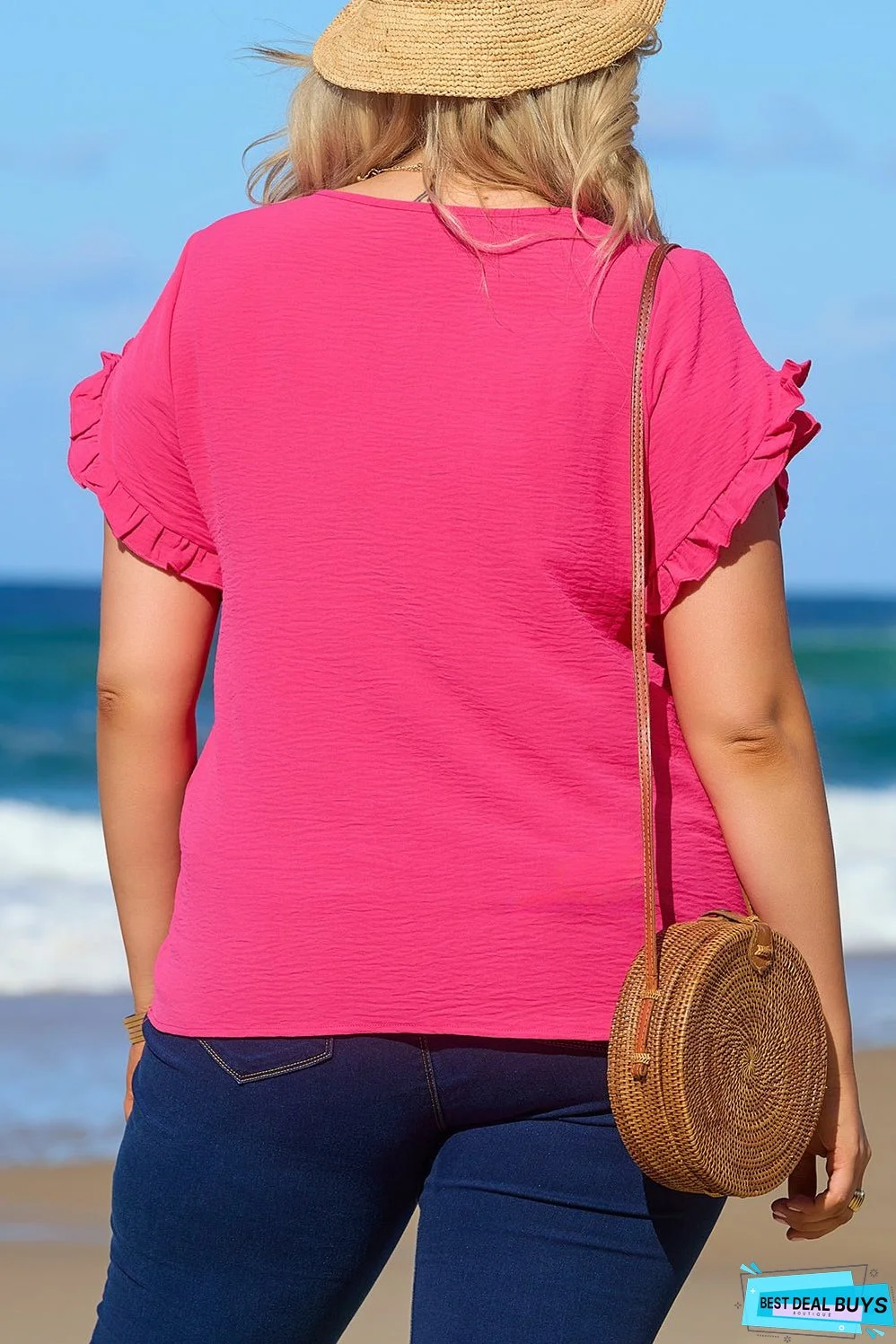 Ruffled Short Sleeve Plus Size Top
