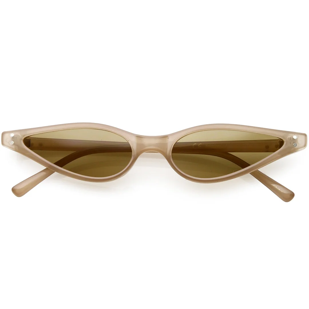 Extreme Thin Cat Eye glasses Neutral Colored Flat Lens 53mm