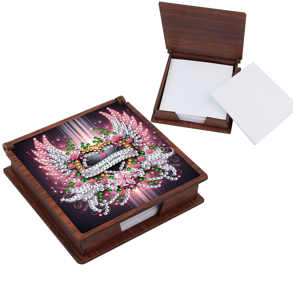 Wooden 5D Diamond Painting Kit Note Box DIY Diamond Art Notepad Box (Wings B)
