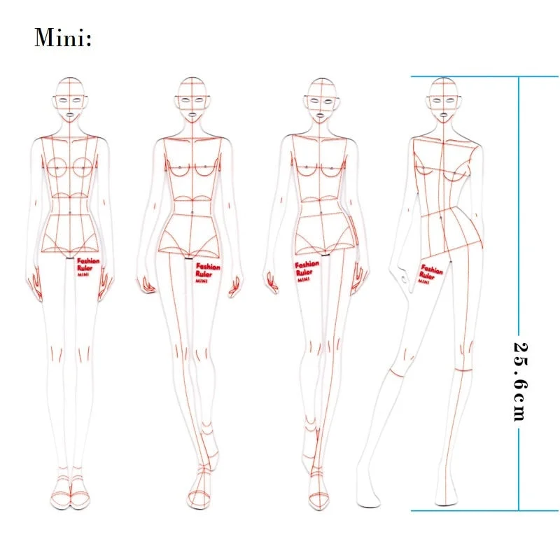Fashion Ruler Fashion Line Drawing Human Dynamic Template for Cloth Rendering Pattern Making Rulers