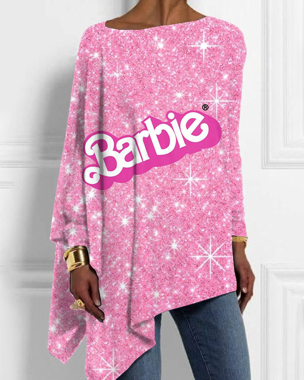 Pink Sequins Barbie Irregular Top