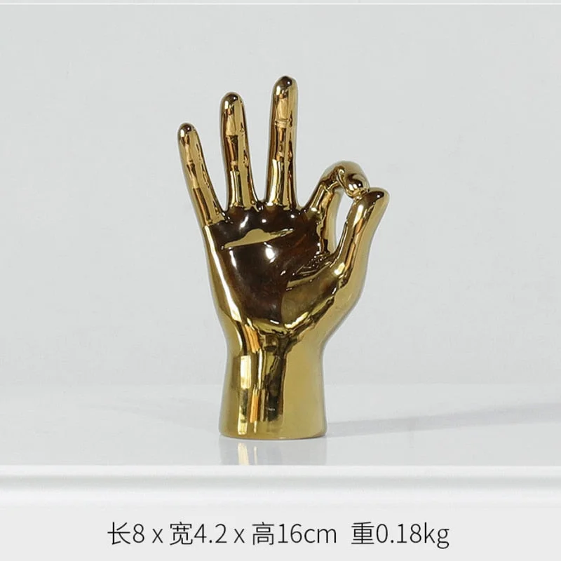 Golden Finger Sculpture Home Decoration For Living Room Modern Art Statue TV Cabinet Decoration Office Desk Decoration Gifts