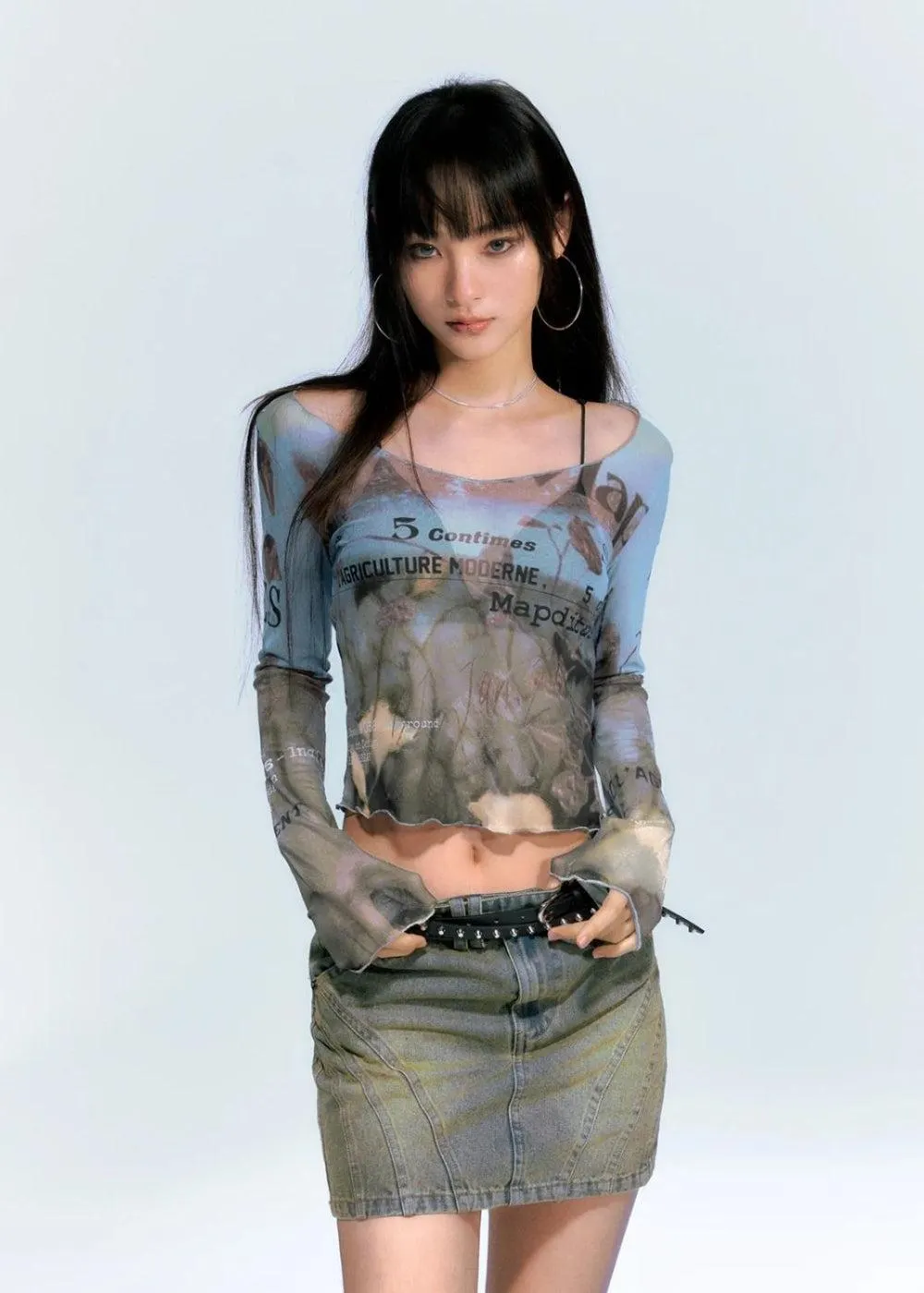 Brownm Mesh Top