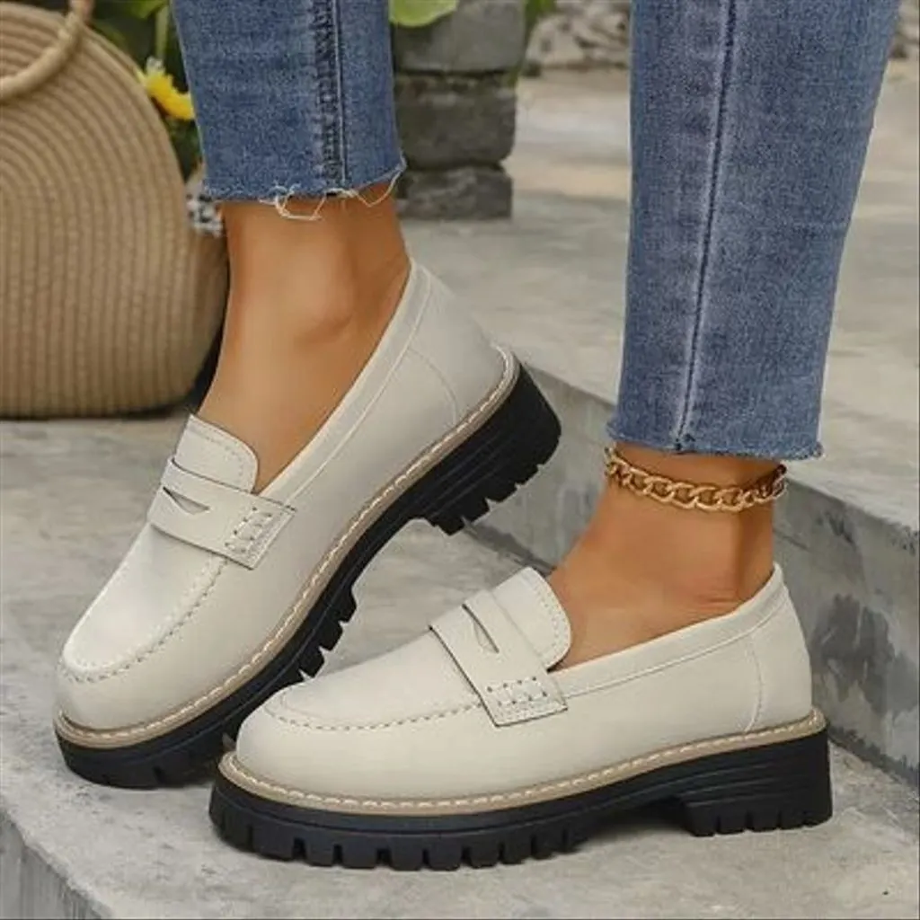 🔥Dernier jour ! 60 % de réduction !🔥 Mocassins Penny vintage légers pour femmes - Chaussures à plateforme à enfiler avec semelle épaisse en caoutchouc