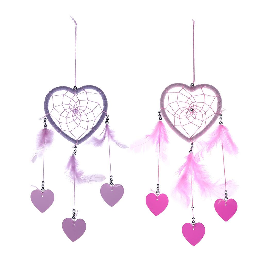 

DIY Feathers Peach Heart Handicraft Dreamcatcher Handmade Dream Catcher Net, Purple, 501 Original