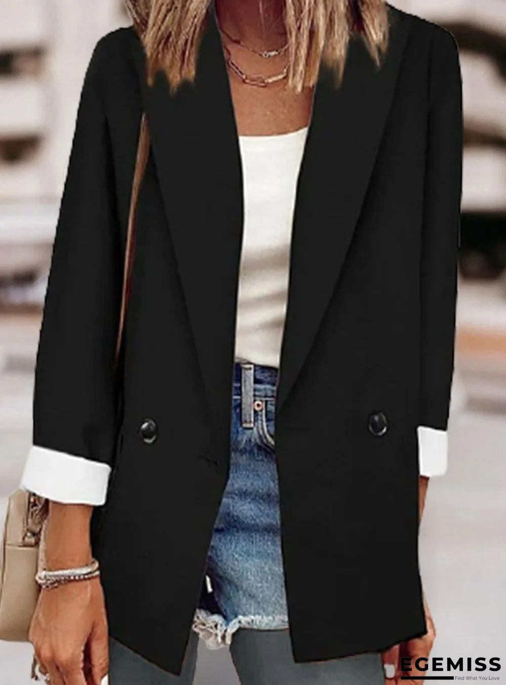 Black Double Pocket Casual All-match Blazer | EGEMISS