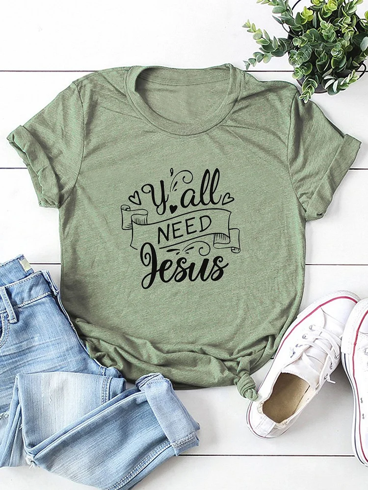 Bestdealfriday You All Need Jesus Easter Alphabet Graphic Tee