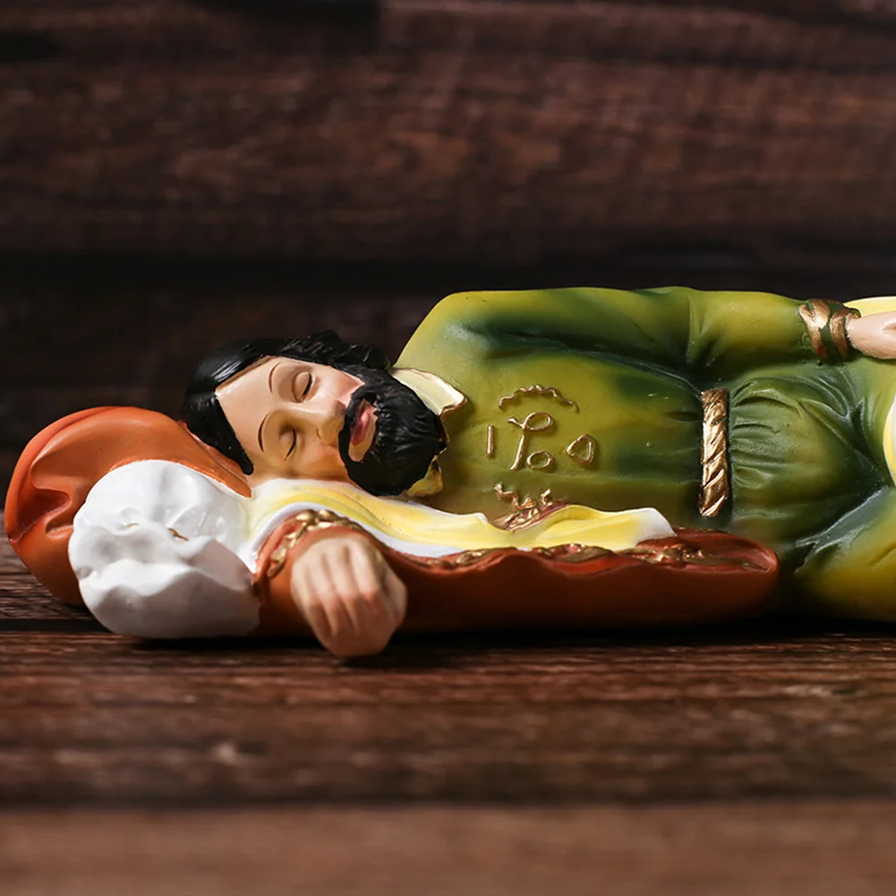 Saint Joseph Sleeping Statue Resin Figurine Christian Yard Desktop Decor