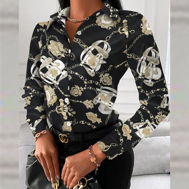 Lady Office Shirt Elegant Turn-down Collar Blouse