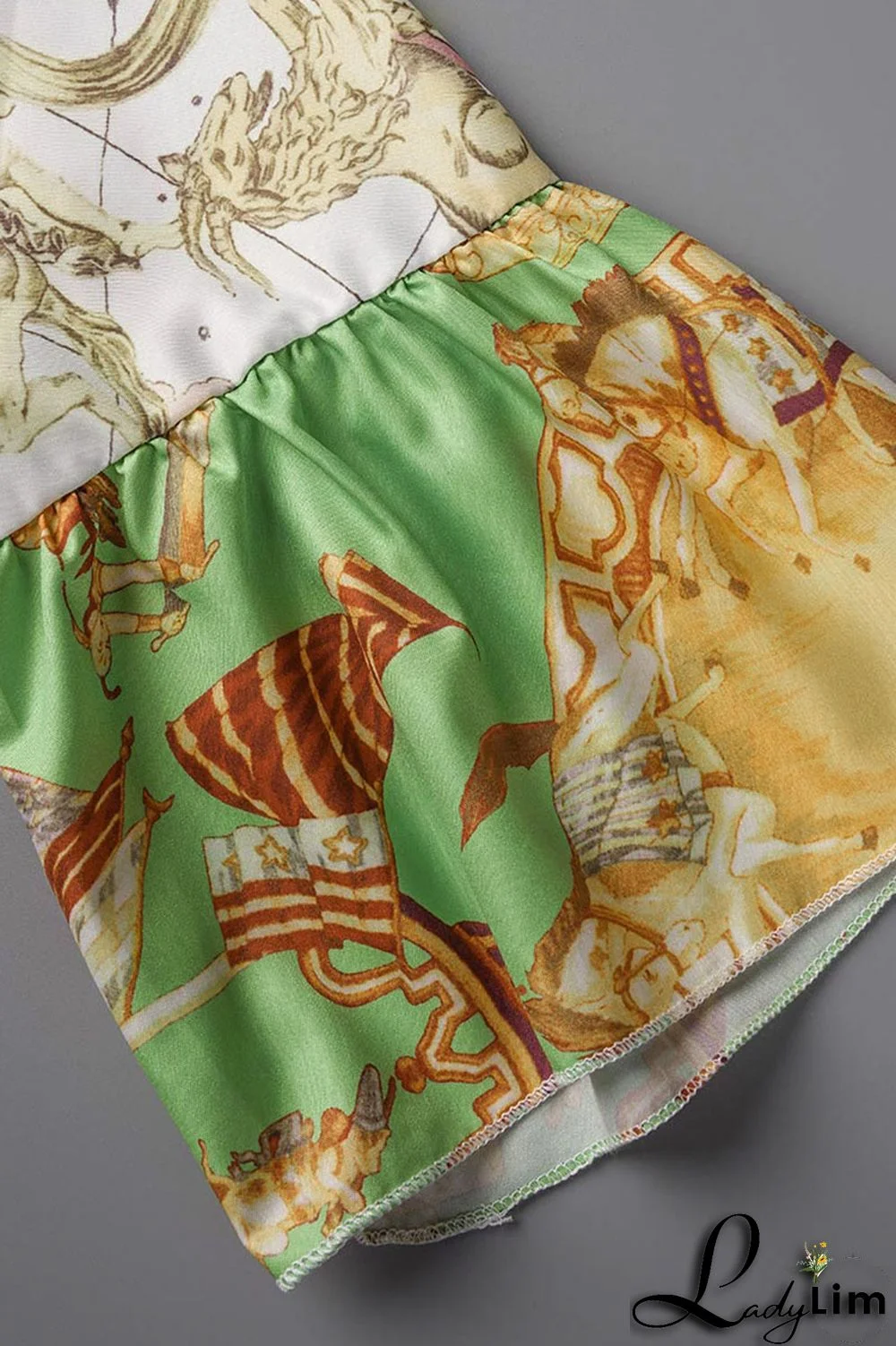 Gold Fashion Casual Print Patchwork V Neck A Line Dresses