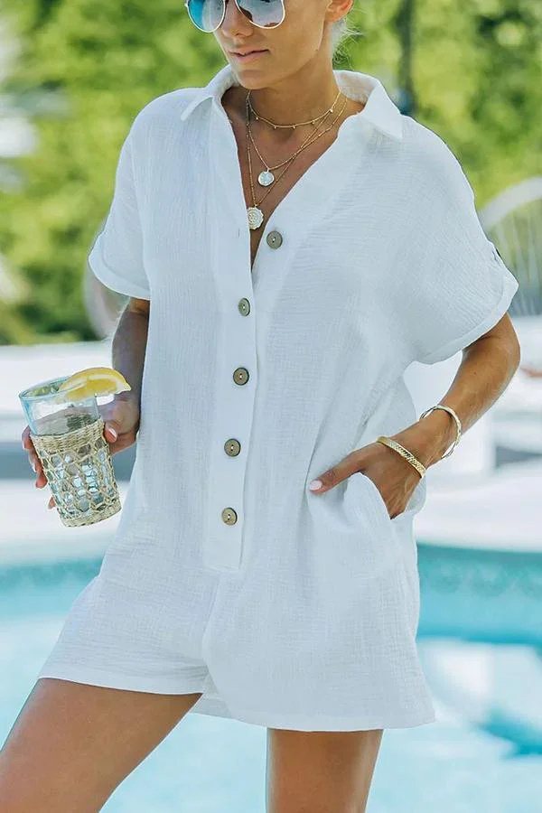 Splendor Summer Linen Pocketed Romper
