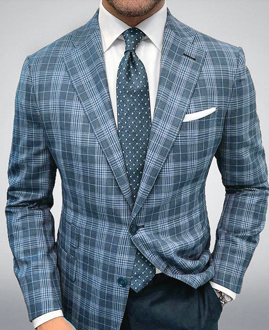 Business Casual Plaid Single Breasted Notch Lapel Blazer