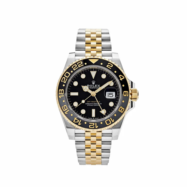 Rolex GMT-Master II 126713GRNR Stainless Steel Yellow Gold Black Dial Jubilee
