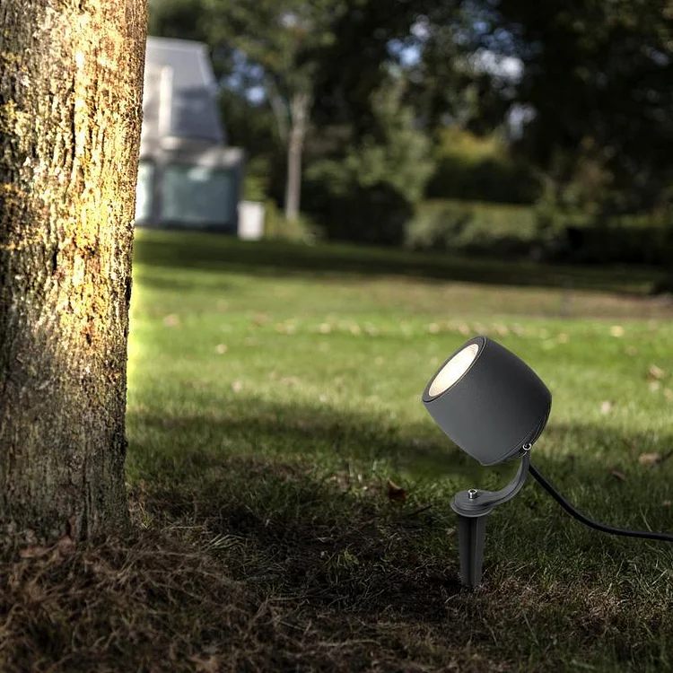 Round Aluminum LED Waterproof Gray Modern Tree Spotlights Outdoor Light - Appledas