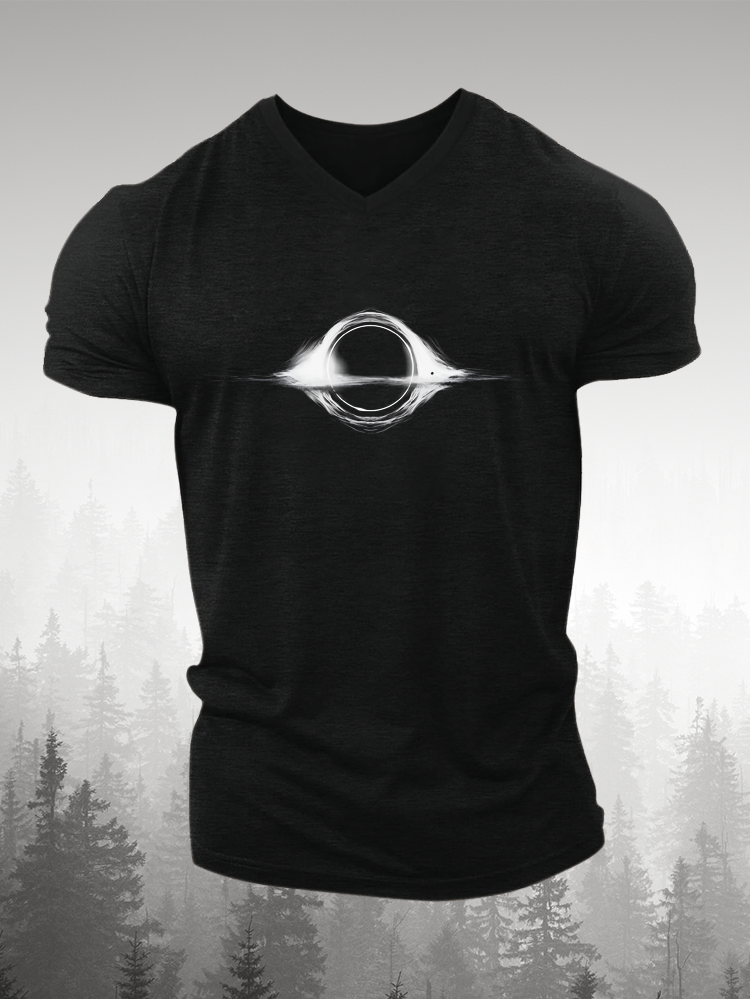 Black Hole Particle Effect Starry Space V-neck T-shirt